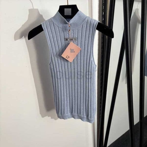 Designer Women's Tanks & Camis high end women's clothing new half-high collar design ribbed slim-fit knitted vest 770X