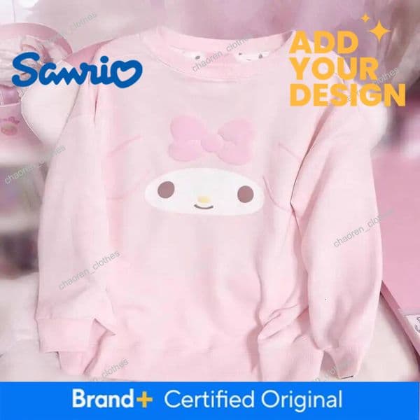 Sanrio My Melody Sweatshirt Blend Girls Spring Autumn Japanese Style Cute Bunny Cartoon Print Long Sleeve Round Neck Pullover towel Luxury Goods