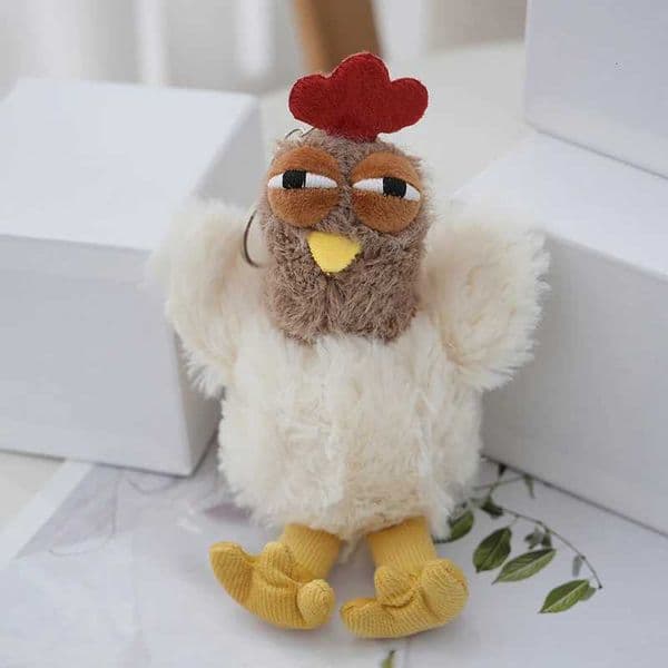 Funny Plush Chicken Egg Laying Hens Keychain Cartoon Animal Pendant Creative Bag Hanging Decoration C260418