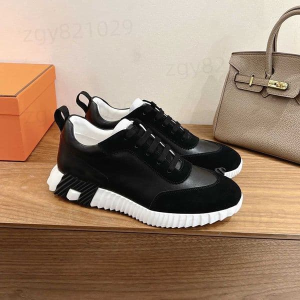 Designer Bouncing Sneaker Men Casual Leather And Mesh Lace Up Sports Runner Shoes Rubber Sole Man Low Top Street Style With Box Eu38-46 H Word 906 c2
