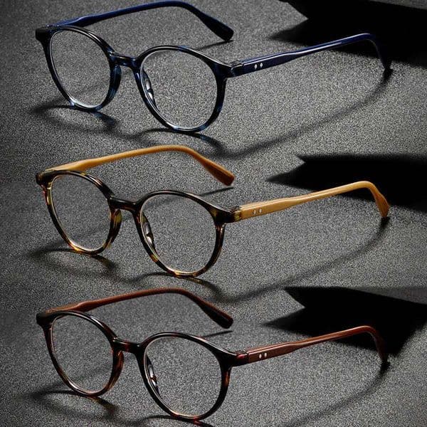 3-piece set of blue, yellow, and brown combination round-frame fashion reading glasses, unisex 26Y0418