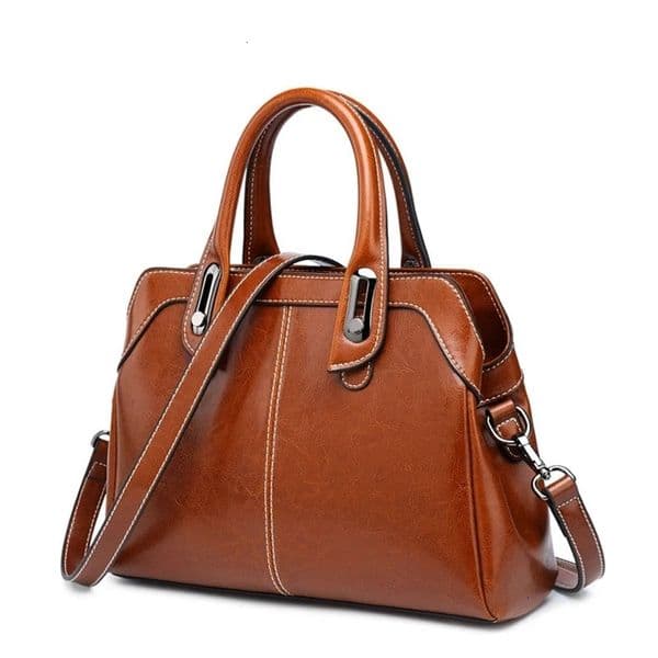 Genuine Leather Women Handbag Top Handle Shoulder Cross body Bag Fashion Oil Wax Cowhide Purses and Handbags Messenger Tote Bags 251104BJ