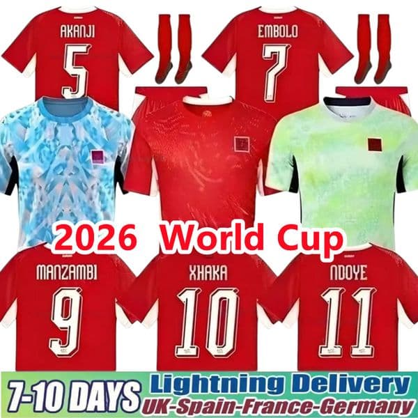 2026 World Cup Switzerland National Team Soccer Jerseys 26 27 ELVEDI EMBOLO AKANJI ZAKARIA SOW RIEDER SHAQIRI home away Football shirts mens kids kit