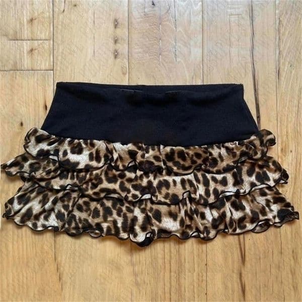 Y2K Short Skirts Women Leopard Print Graphic Punk HipHop Vintage Retro Sexy Skirt Summer EMO Girl Streetwear Aesthetic Harajuku 250318BJ
