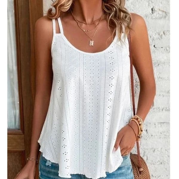 Large Big Women Leisure Simple Boho Camis Tops Womens Hollow Out Top Pullovers Summer Blouse Casual Beach Shirts Clothing 250517BJ