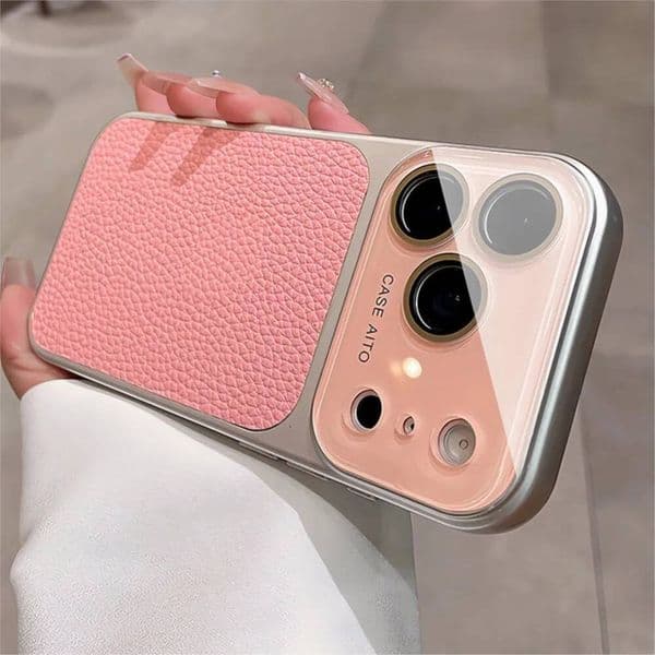Luxury Crystal Large Window Lychee Leather Case for iPhone 17 16 15 14 13 Pro Max 17Pro Shockproof Armor Soft Bumper Cover Skin ddmythur