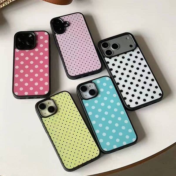Full Screen Colorful Polka Dots Phone Case For iPhone 17 Air 16e 16 Pro Max 15 14 Plus 13 12 11 Shockproof Silicone Back Cover ddmythur