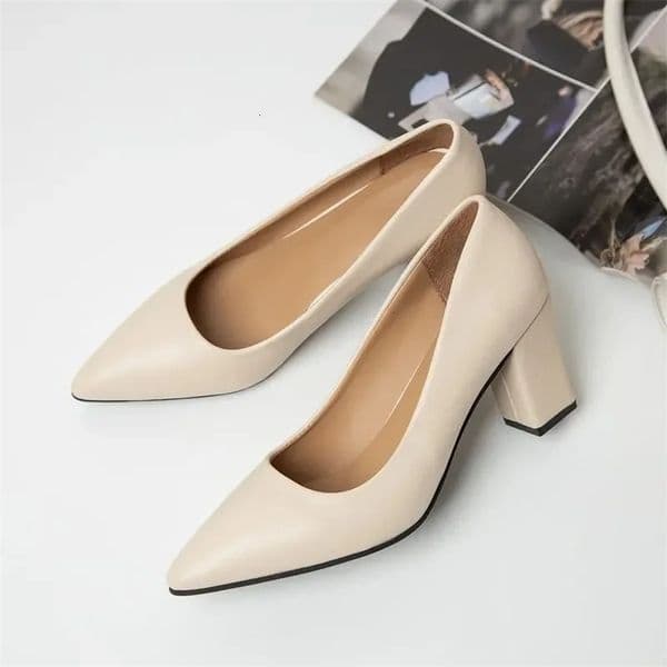 High Heels Women Korean Style Pointed Shallow Mouth Thick Heel Fashion Shoes Sapatos De Mujer 251125BJ