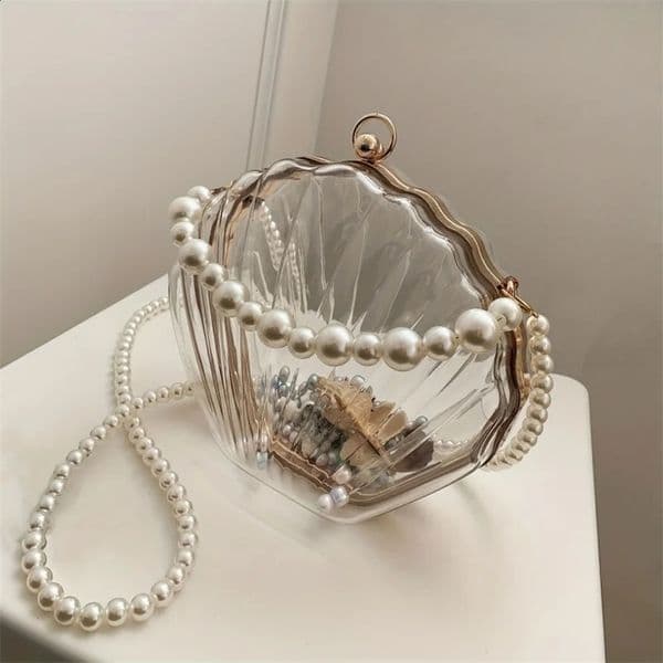 Clear Acrylic Shell Shaped Bag Trendy Chain Crossbody Bag Womens Niche Novelty Purse 260202BJ