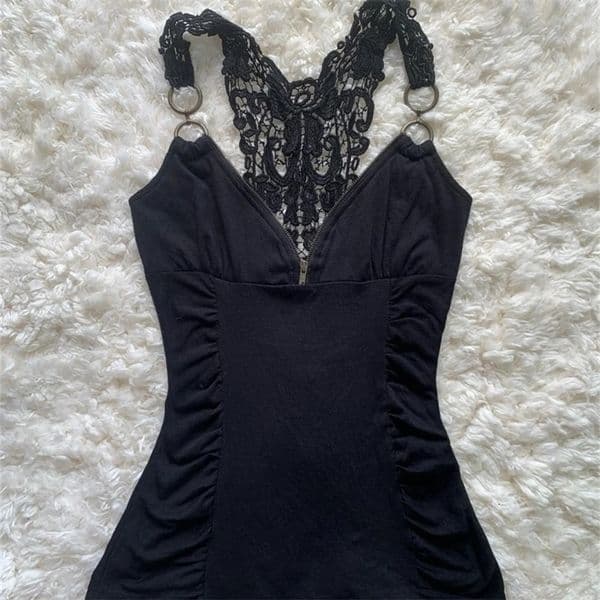 Women Crop Top Girls 2000s y2k Clothes Vintage Punk Streetwear Lace Sexy Backless Slim Sling Tank Summer Coquette Camis Female 250418BJ