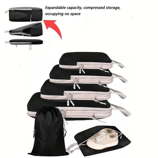Set/6 pcs Compressible Packing Bag Cubes Waterproof Suitcase Nylon Portable With Handbag Luggage Organizer Ryanai 251105BJ