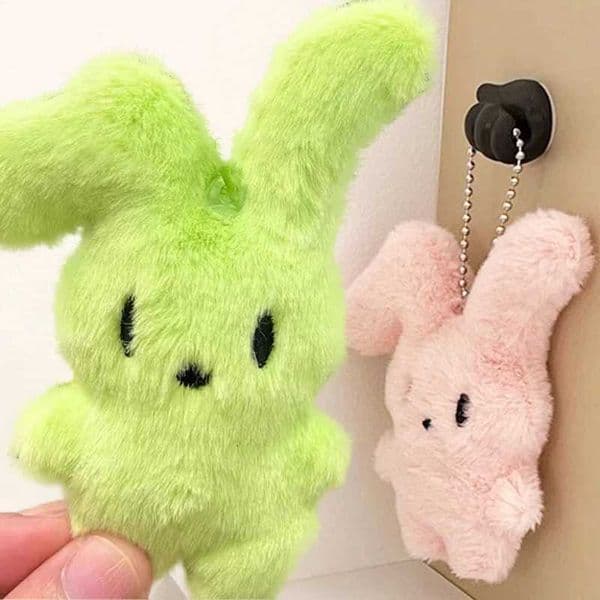 INS Simple Green Pink Cute Curved Ears Rabbit Key Chains Y2K Premium Feel Versatile Key Ring Lovely Kawaii Hanging Accessories C260418