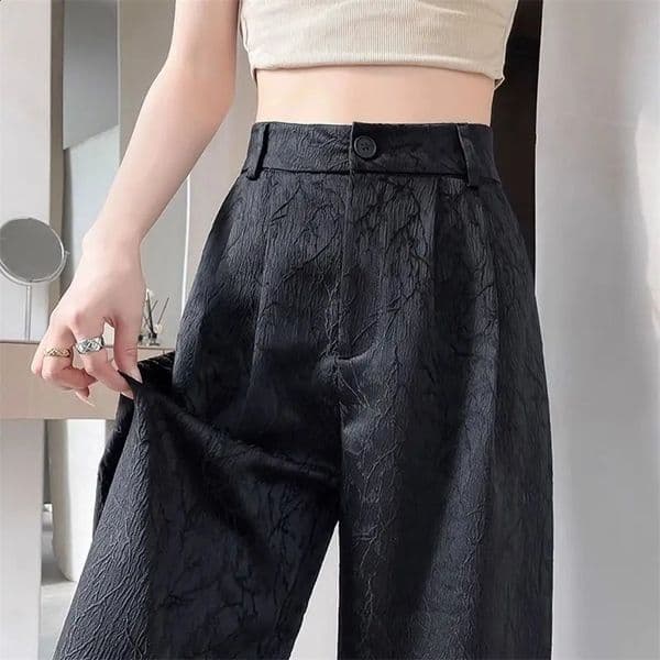 Satin Suit Wide-leg Pants for Womens Thin Narrow Version Straight-leg Casual 250809BJ