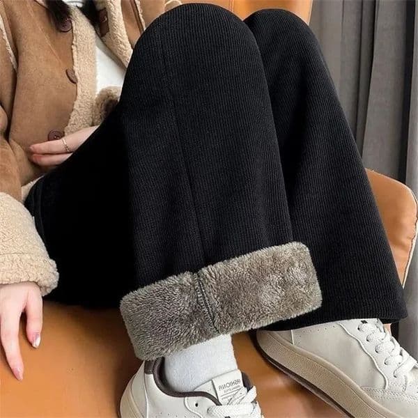 Lamb Velvet Fleece Lined Thickened Autumn Winter Loose Wide Leg Pants Fashionable Casual Trousers Versatile Sensation 250809BJ