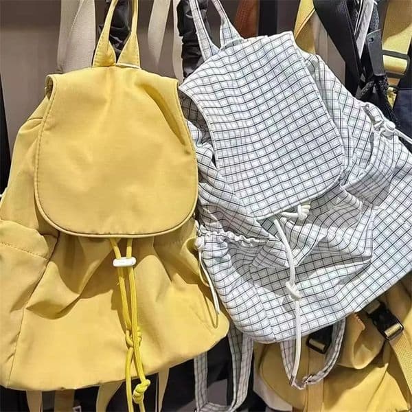 Casual Art Backpack Ins Fashion Drawstring Pleated Schoolbag Internet Celebrity Nylon Large Capacity Backpack 260414BJ