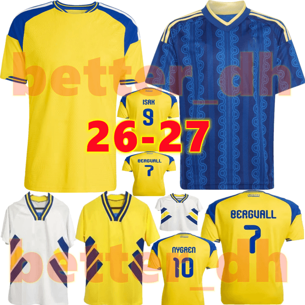 26 27 Sweden GYOKERES Soccer Jerseys 2026 2027 Sverige Home Away Third Fans Player Men kids Football Shirt Kit LINDELOF BERGVALL NYGREN ELANGA football jersey