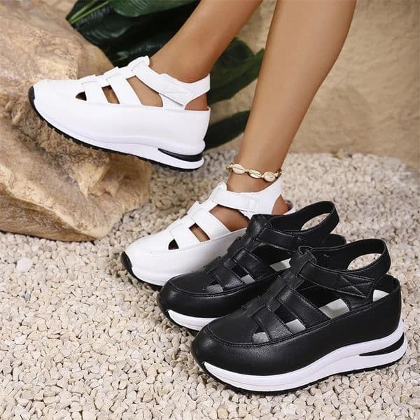 Casual Hollow out Thick Heel Sandals Womens Outdoor Wear Summer Style Flat Platform Roman Shoe Type Rubber Sole Shoes 251125BJ