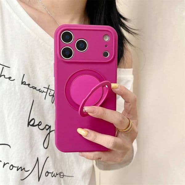 360 Rotate Bracket Magsafe Magnetic Phone Case for IPhone 17 Air 16 15 14 Pro Max Stand Silicone Soft Protective Cover ddmythur