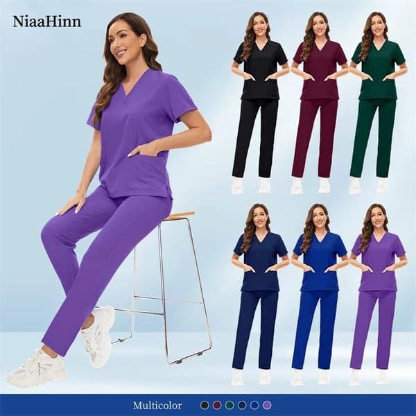 Nurse Uniform Women Hospital Doctor Sweatshirt Nursing Pant Set Unisex Beautician Workshop Uniform Work Clothes 251110BJ