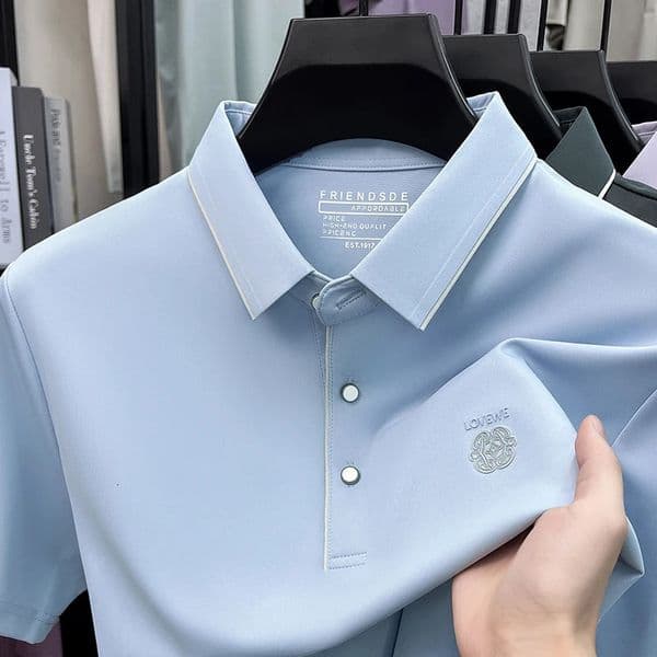 n Silk Exquisite Print Mens Polo Shirt Summer Breathable No Iron Short Sleeve Lapel TShirt Business Trendy Wear 260410