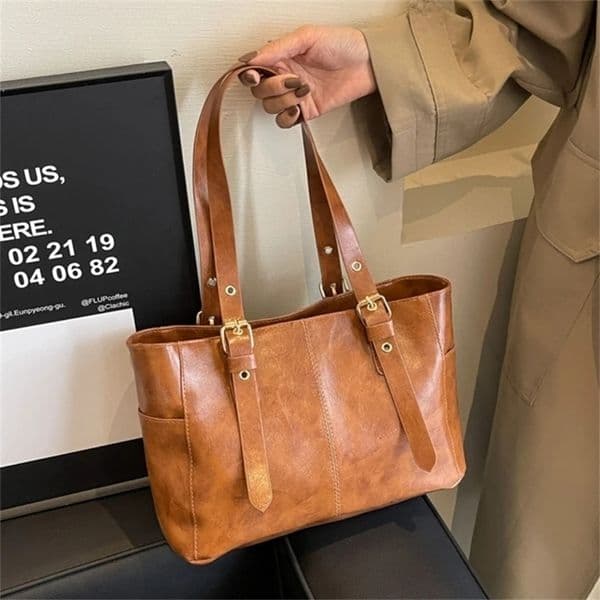 Fashion Retro Women PU Leather Shoulder Bags Trend High End Lady Tote Bag Large Capacity 251124BJ