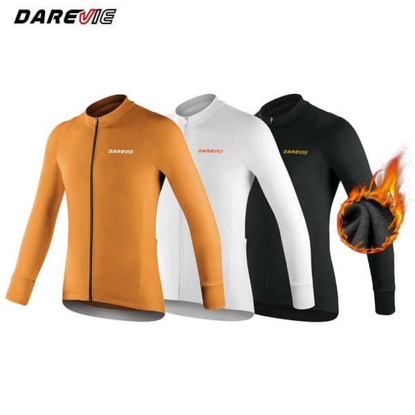 DAREVIIE Cycling Jersey Winter Keep Warm Thermal Fleece Pro Level Cycling Jersey Man Anti UV Windproof Mens Cycling Clothing S260416