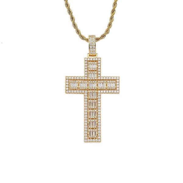 Luxury Jewelry Hip Hop Jewelry for Men and Women Simple New Style Multi-Row Moissanite Cross Pendant Necklace