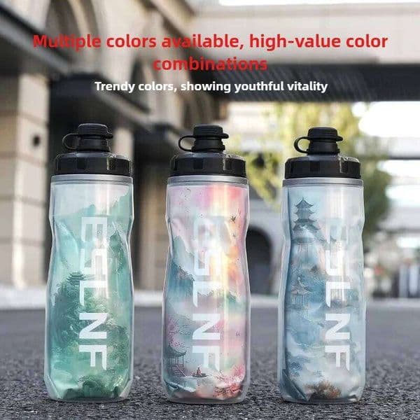 ESLNF 610ML Chinese Style Water Bottle - Insulated Hot Cold, Suitable for Mountain & Road Bike Outdoor Cycling Gear