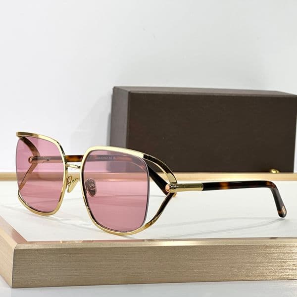 Gold Pink Run Way Sunglasses for Women - 100% UV Protection Pink Lens Glasses Eyewear - Anti-Reflective Shades for Travel, Beach, Outdoor