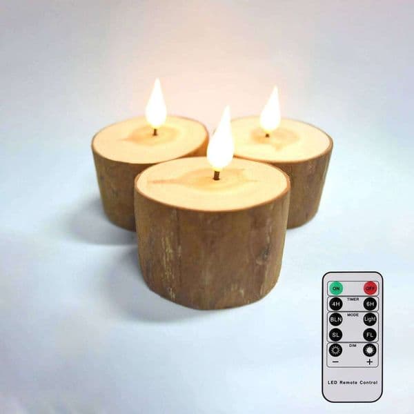 LED Wooden Flameless Candle Light Electronic Night Lamp Romantic Ambient Lighting for Dating Party Home Wedding Indoor Desktop
