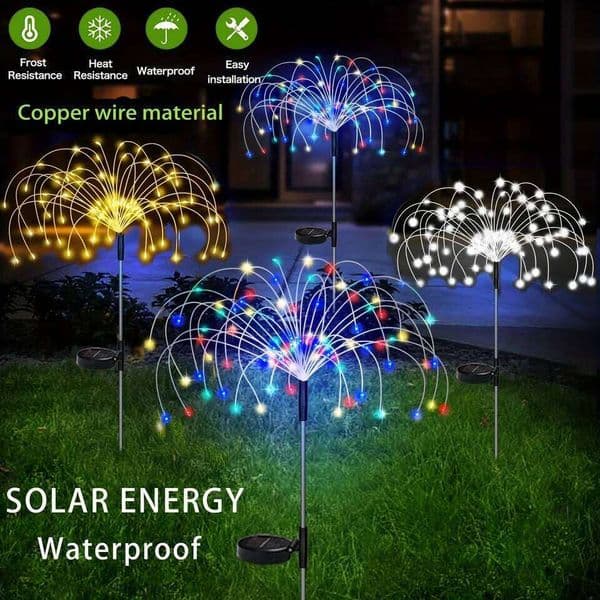 1 Packs Solar Fairy Lights,Waterproof Outdoor Firework Lights,LEDs Flower Light For Garden Christmas Party DIY Decoration