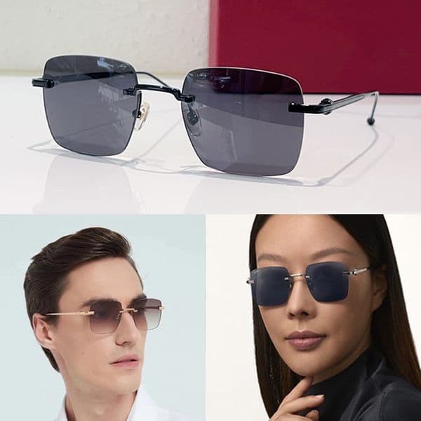Male female designers frameless square sunglasses classic fashion summer outdoor metal glasses leg protectors goggles Comes with dedicated box CT0403S