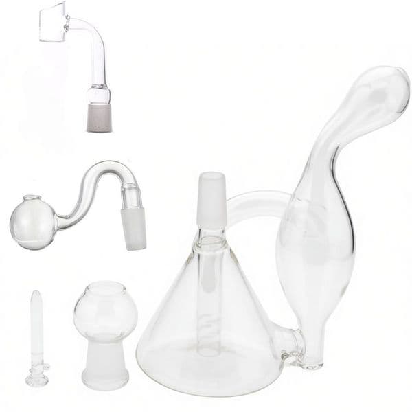 Wholesale 3style Beaker Water Bong Pipes Bubbler Recycler Hookahs Shisha Thick glass Water Bongs Heady With 14mm Nail oil burner banger bowl for smoking