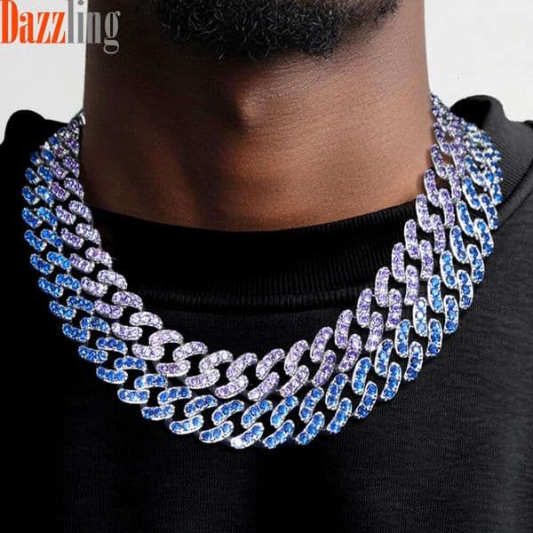 Jewelry foreign trade 12mm wide necklace for men and women diamond-encrusted Hip Hop Cuban basic chain accessory wholesale