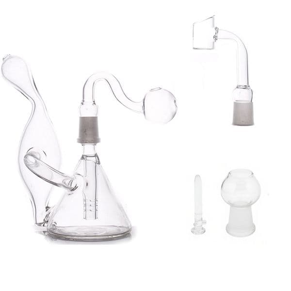 Portable Travel 3style Beaker Water Bong Pipes Bubbler Recycler Hookahs Shisha Thick glass Water Bongs Heady With 14mm Nail oil burner banger bowl for smoking