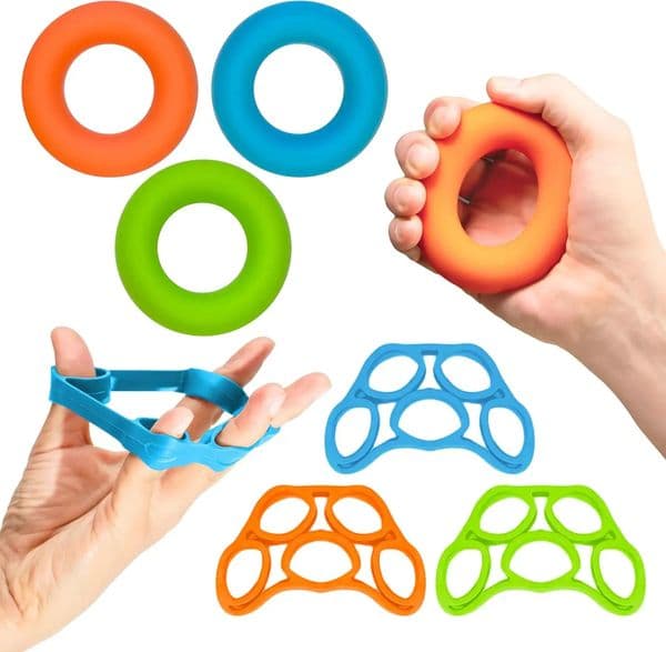 Hand Grip Strengthener and Finger Exerciser Kit for Arthritis Pain Relief Wrist Therapy Stress 6 Pieces 260403