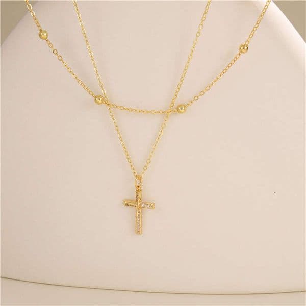 Silver Necklace Layered Collection Cross Pendant GRA Clavicle Chain VVS 1-5CT 18k Gold Moissanite with Diamonds 14K 18K Wholesale