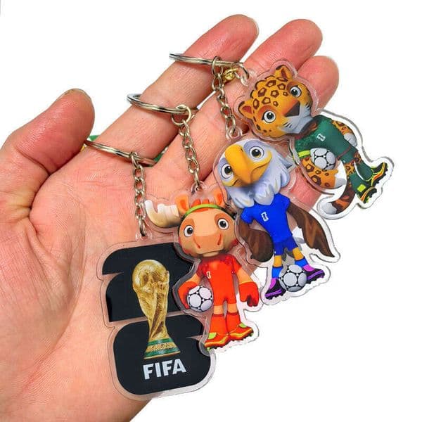 Cross-border in-stock 2026 US-Canada-Mexico mascot merchandise acrylic keychain backpack pendant small gift