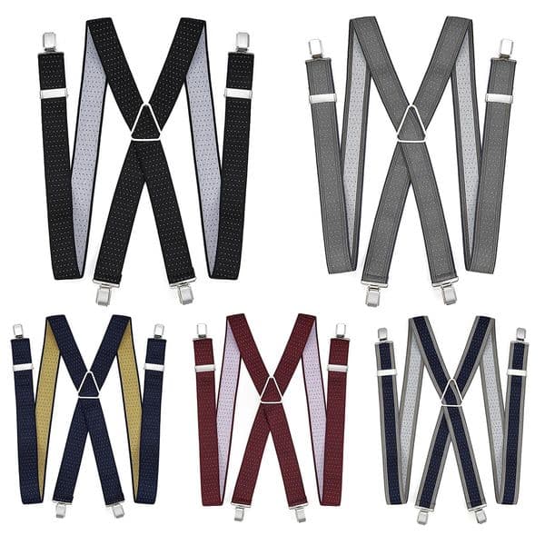 Mens Dot Flower British Elastic Suspender FourClip Trousers Clip 260407