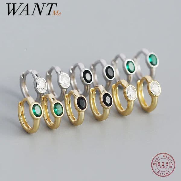 WANTME 925 Sterling Silver Simple Oval Cut Zircon Hoop Earrings for Women Geometric European Piercing Huggie Jewelry Female Gift 260409