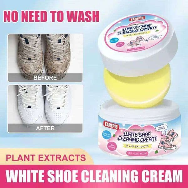 White Sneaker Cleaning Paste,Shoe Removal,Waterless Scrubbing Cleaner for Shoes,Faux Leather,Women's Bags with Sponge