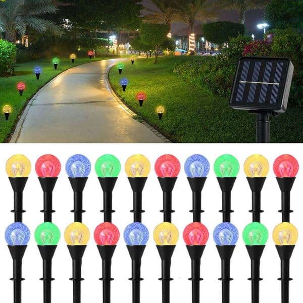 20/30 LED Pathway Outdoor Waterproof Solar Bubble Ball Lawn Lights String for Patio Garden Camping Lighting Decor