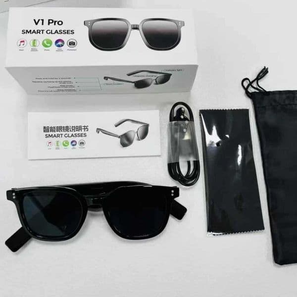 2026 New Arrival V1 Pro Smart Glasses Bluetooth Audio Sunglasses Dual Magnetic Charging Polarized Lens Sports Outdoor Open Ear Hands-Free Calling Music Play