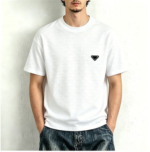 Top grade t shirt unisex t shirts designer summer latest casual loose and comfortable high end brand top Triangular patch pattern round neck short sleeved