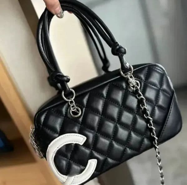 Top Cambons Genuine Leather Totes Designer cc bag Bowling Handbag Office Messenger Large Capacity Satchel Shoulder Crossbody Underarm Bag Women Black AA03