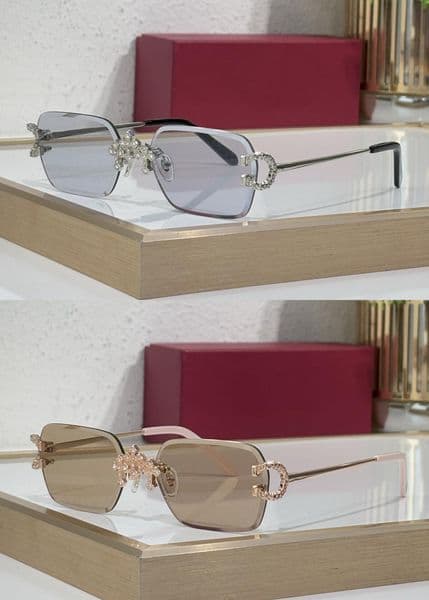 Diamond cut sunglasses for men women photochromism lenses rimless designer glasses vintage buffs luxury clear turn color gold metal leopard lunettes de soleil