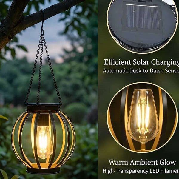 Hanging hollow wrought iron solar outdoor Garden landscape night Home atmosphere projection light