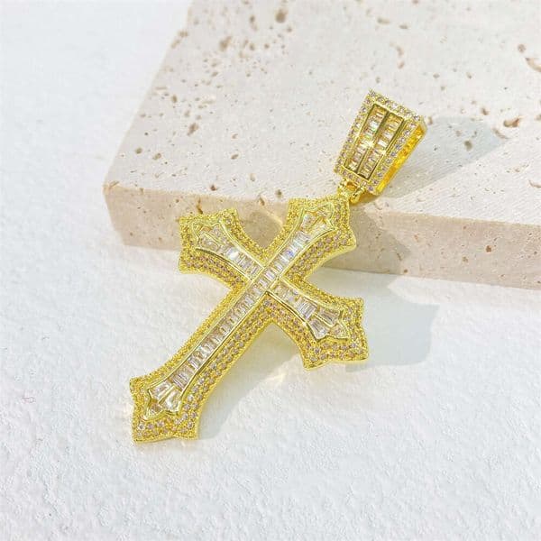 New 18K Jewelry 14K Hip VVS Hop pendant GRA fashion Silver inlaid Moissanite 1-5CT cross necklace trendy jewelry
