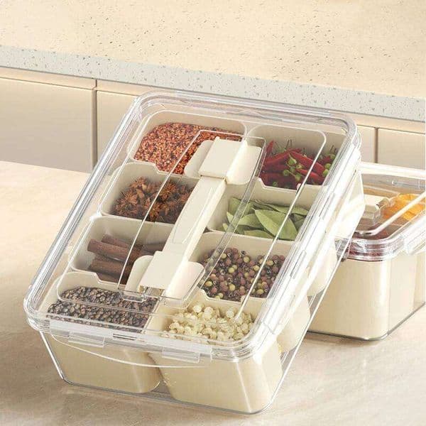 1Pcs Square Large Capacity Food Tray with Latch Mini Box Removable for Personal Use to Save Refrigerator Space