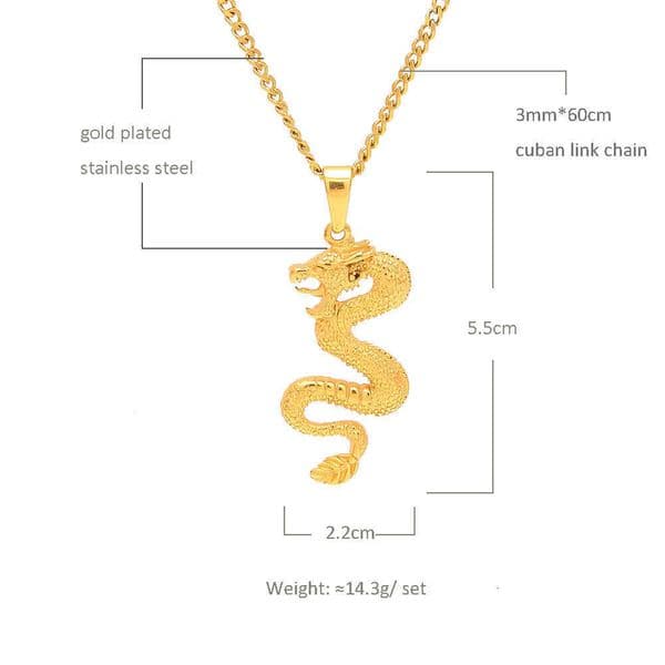 VVS Men's New Hip Hop GRA Gold-Plated 1-5CT Pendant 18K Zodiac 14K Dragon Necklace